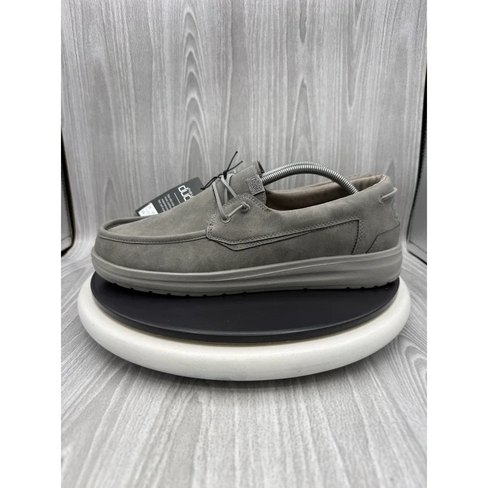 Hey Dude Welsh Grip Mens Size 12 Armadillo Gray Suede Casual Slip On Shoes NEW